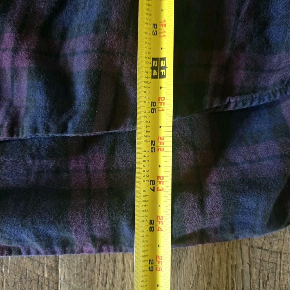 Uniqlo Mens Large Plaid Flannel Button-Up Shirt Purple & Blue Cotton - Picture 5 of 5
